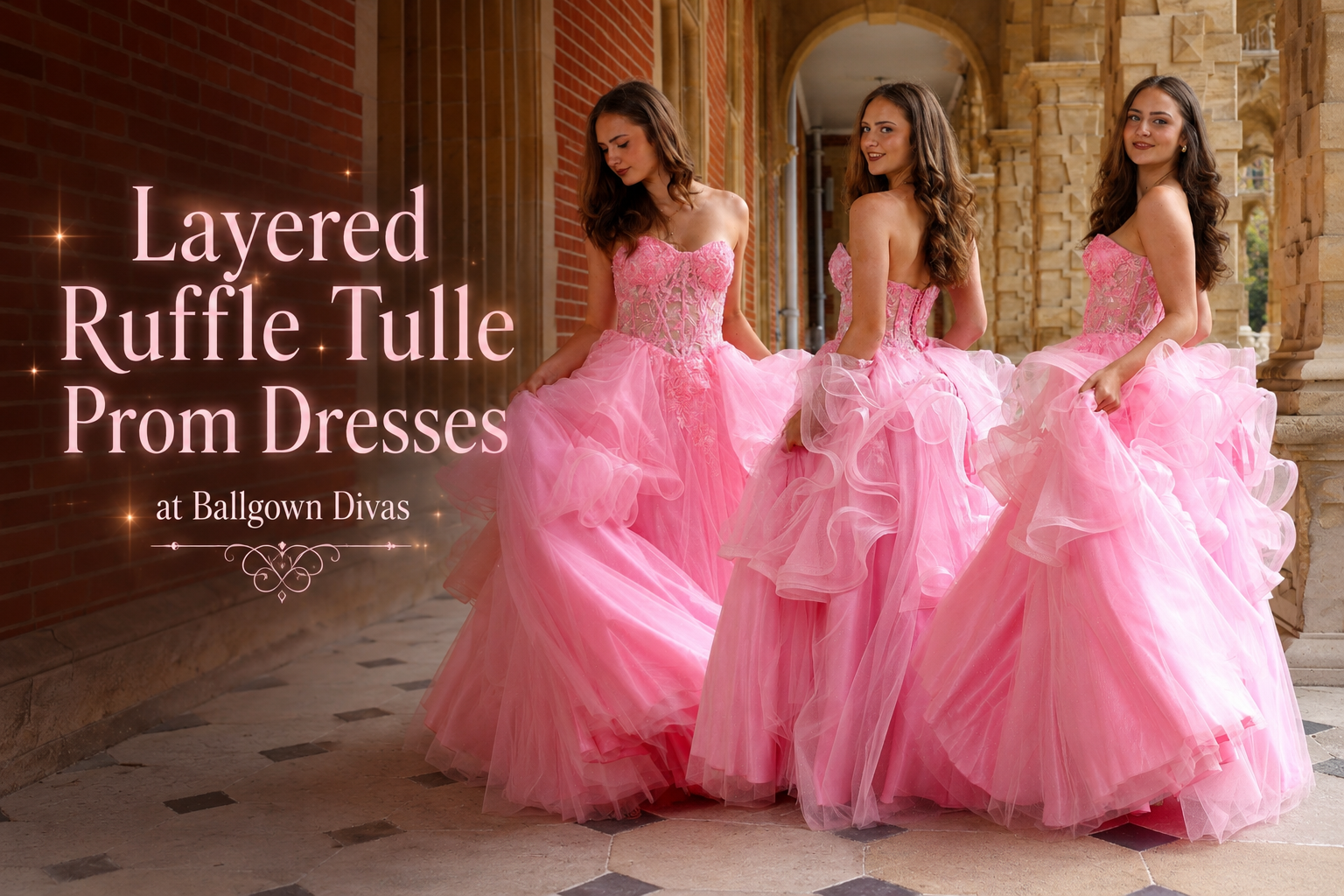 Layered Ruffle Tulle Prom Dresses