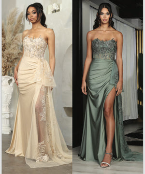 Fitted Prom Evening Dress - Honey