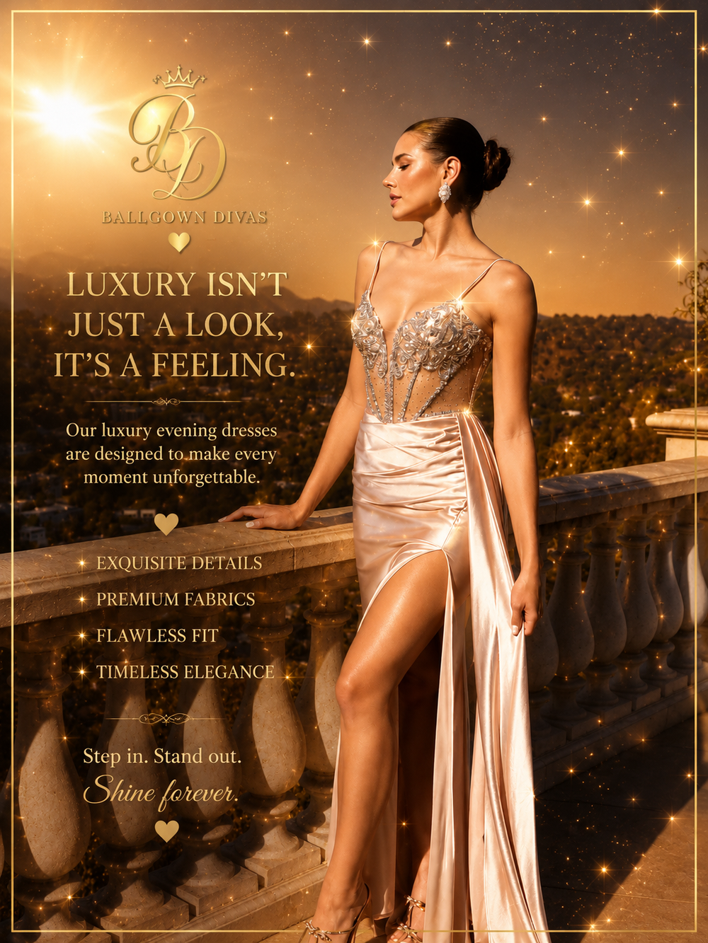 Crystal - Sparkly Prom Dress - Champagne