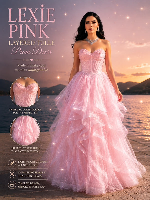 Lexie - Tulle Prom Dress - Pink