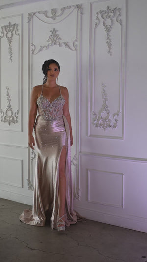 Celeste - sparkly prom dress - champagne