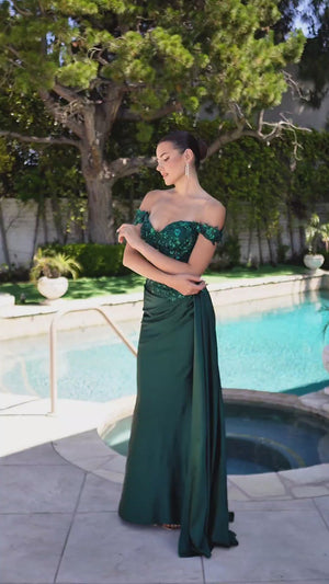 Georgie - off the shoulder prom dress - green