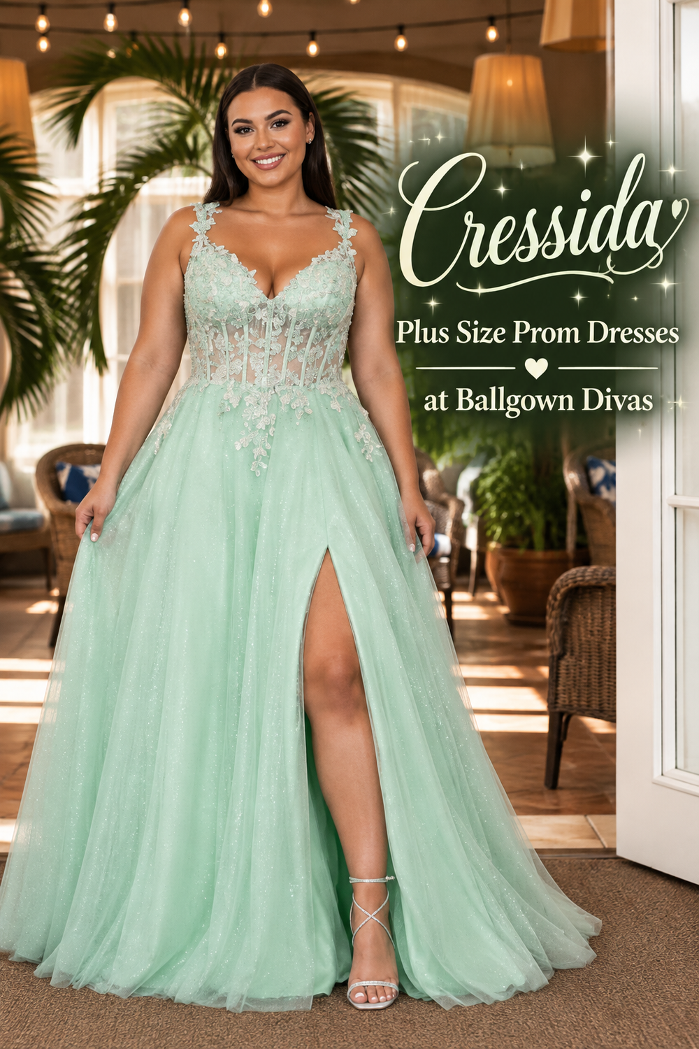 Cressida - Plus Size Prom Dress - Mint