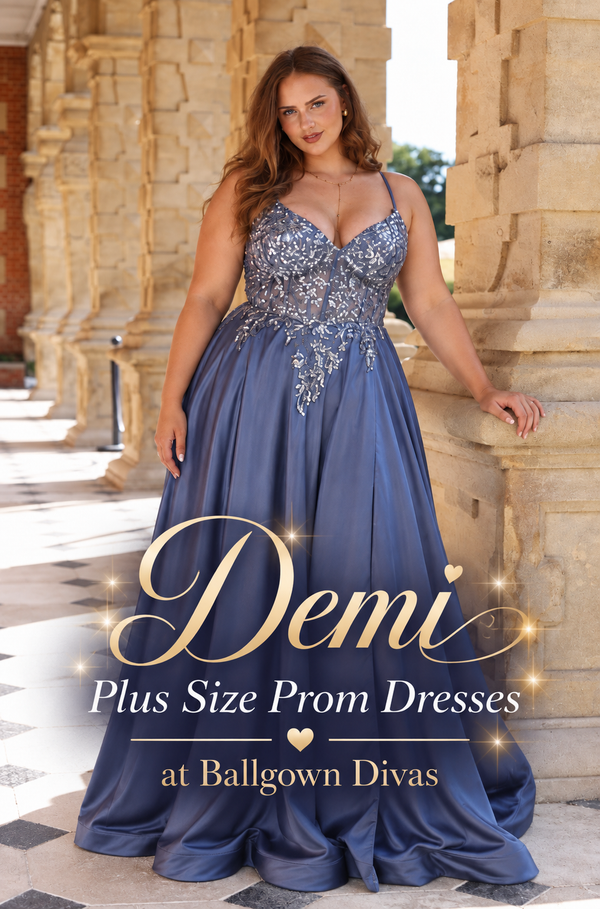 Demi - Plus Size Prom Dress  - Slate Blue