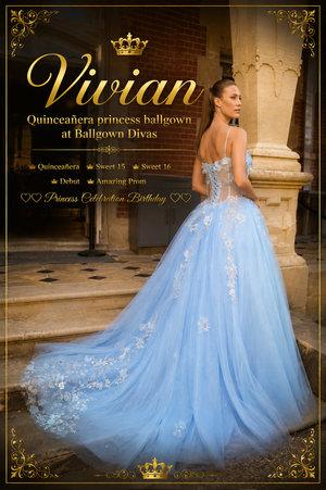 Vivian - Quinceañera Princess Ballgown - Sky Blue 👑xx