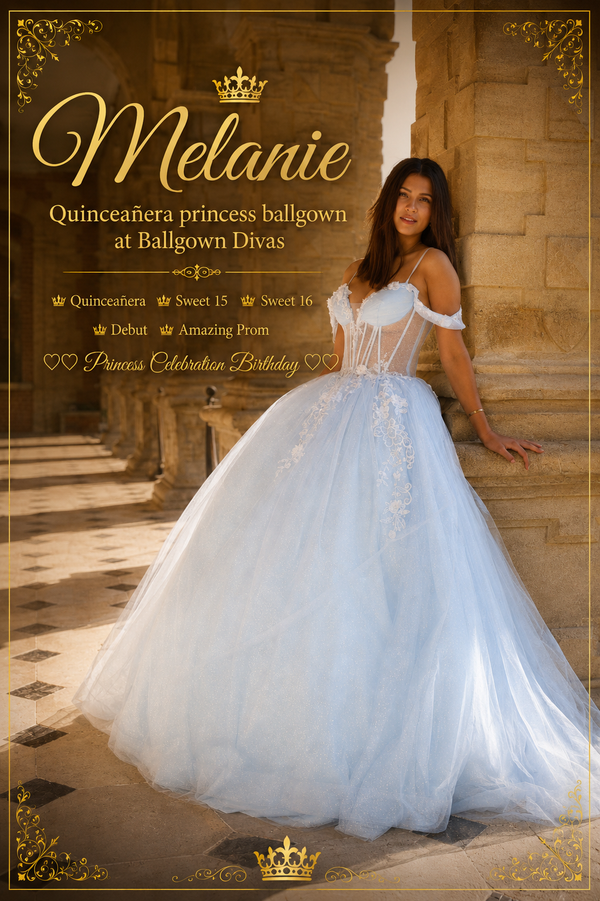 Melanie - Quinceañera Princess Ballgown - Blue