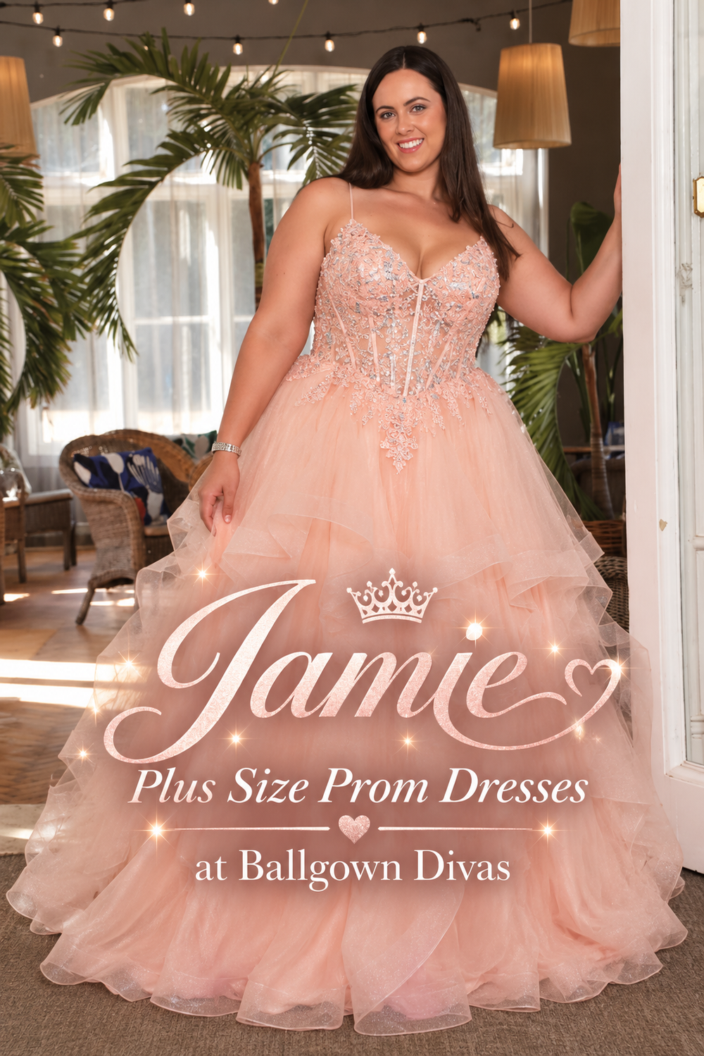 Jamie - Plus Size Prom Dress - Blush