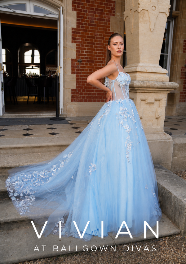 Vivian - Flower Princess Prom Dress - Coral