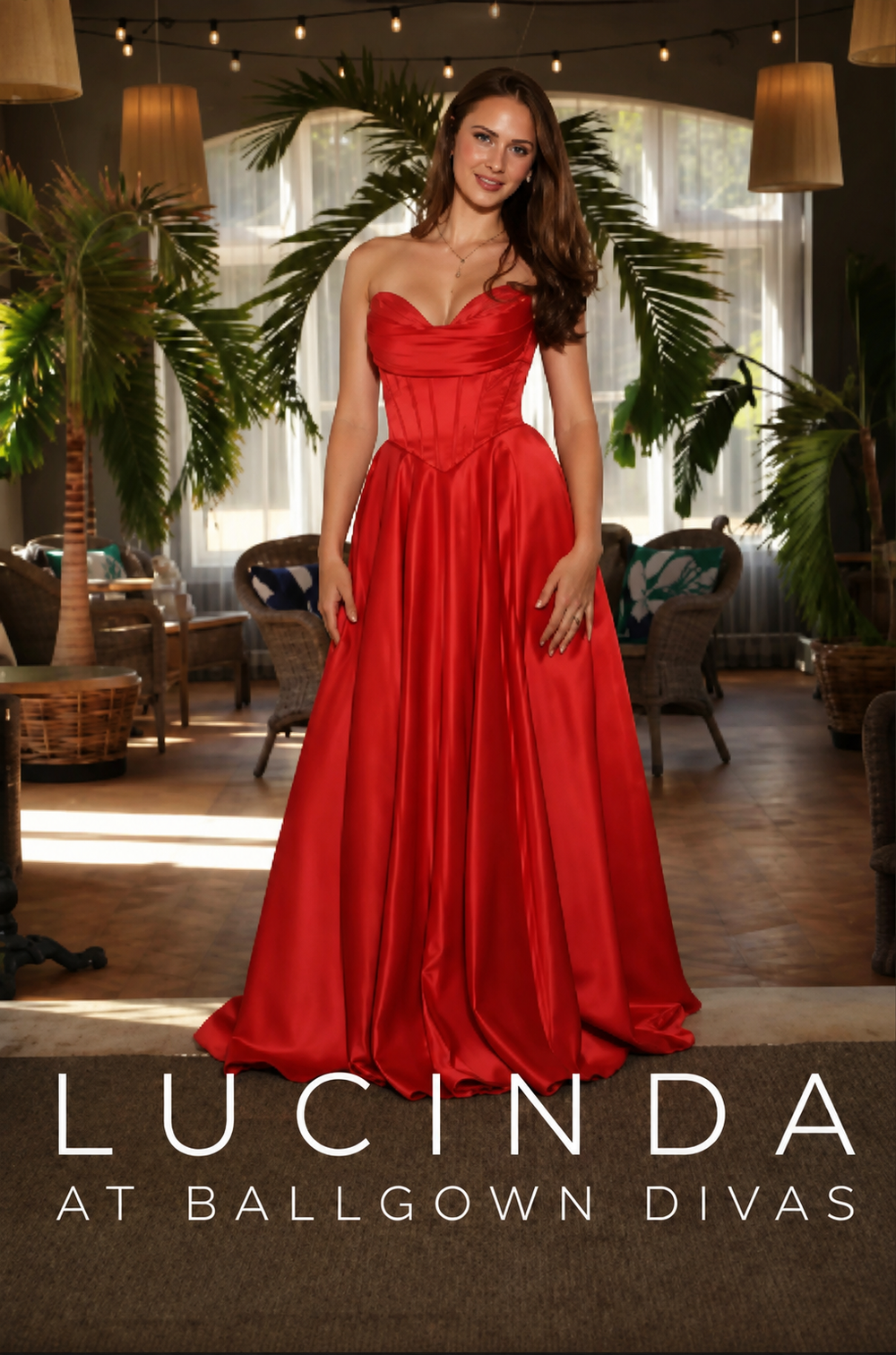 Lucinda - Satin A-Line Prom Dress - Red