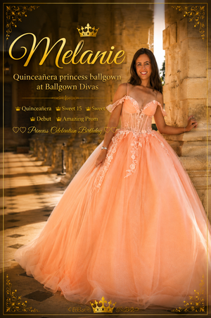 Melanie - Quinceañera Princess Ballgown - Tangerine