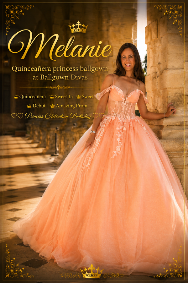 Melanie - Quinceañera Princess Ballgown - Tangerine