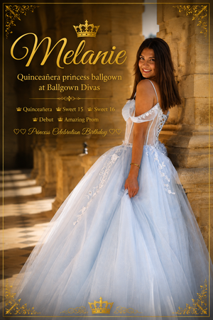 Melanie - Quinceañera Princess Ballgown - Blue