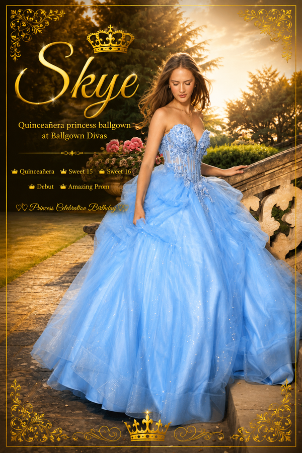 Skye - Sparkling Quinceañera Princess Ballgown - Sky Blue🥰💫