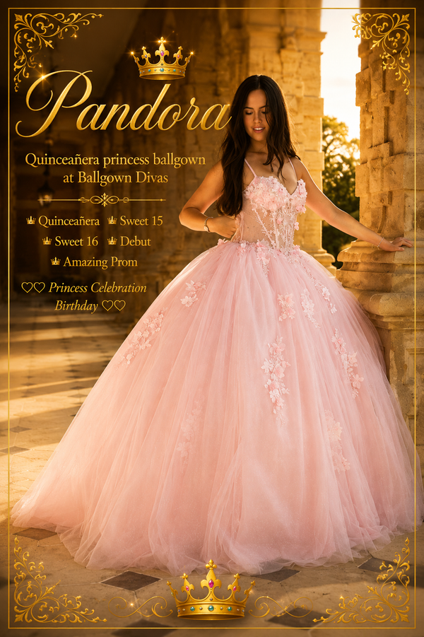 Pandora - Quinceañera Princess Ballgown Prom Dress - Pink🪄✨️