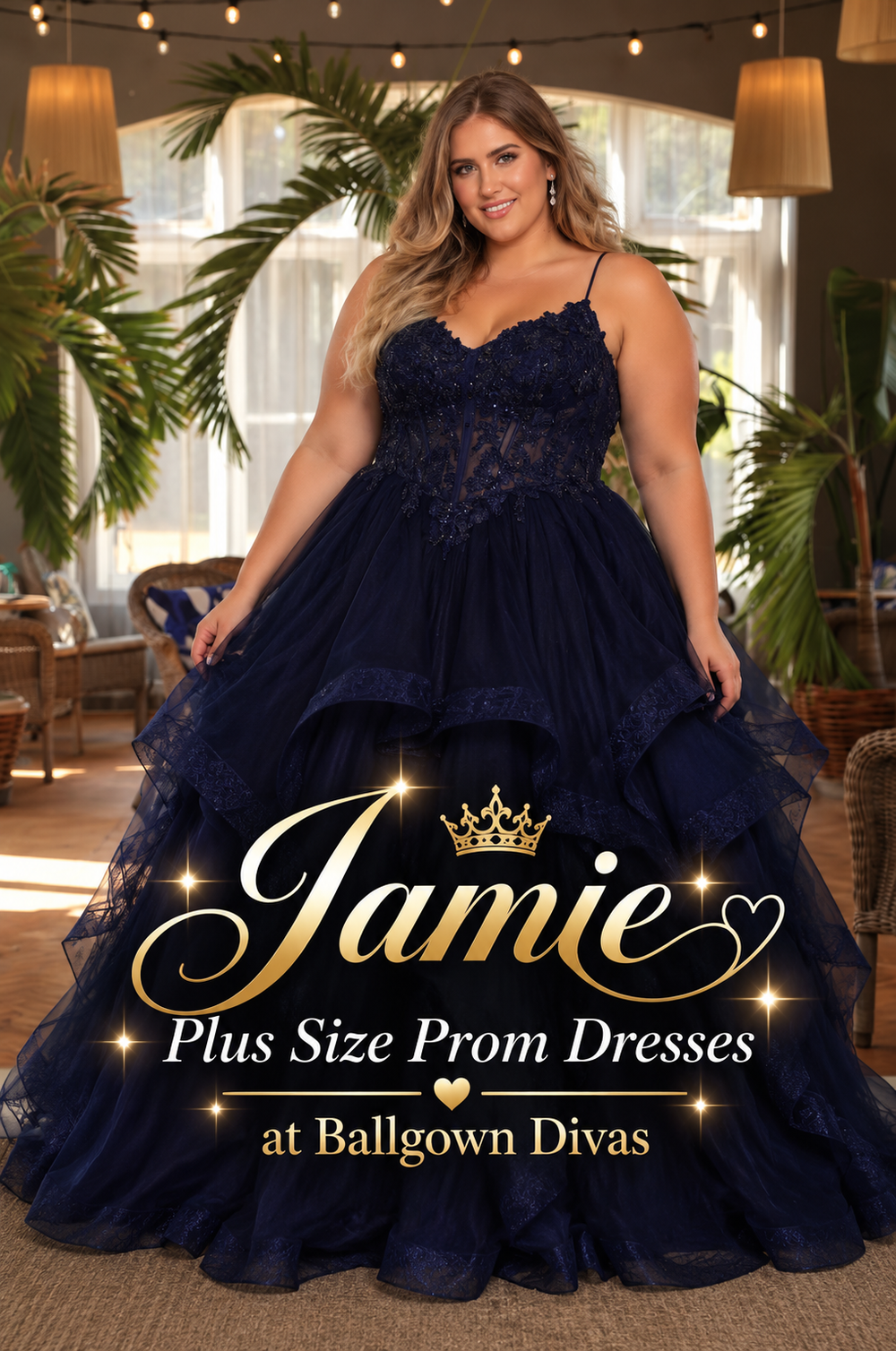 Jamie - Plus Size Prom Dress - Navy