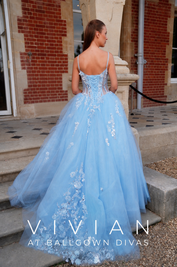 Vivian - Flower Princess Prom Dress - Coral
