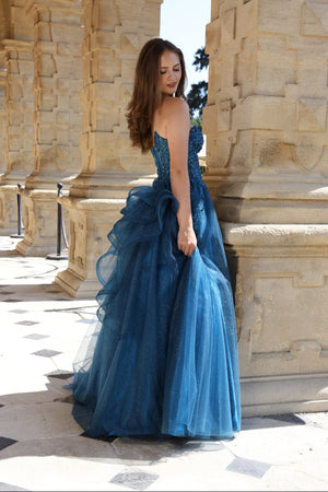 Wriggle - Tulle Corset Prom Dress - Sky Blue