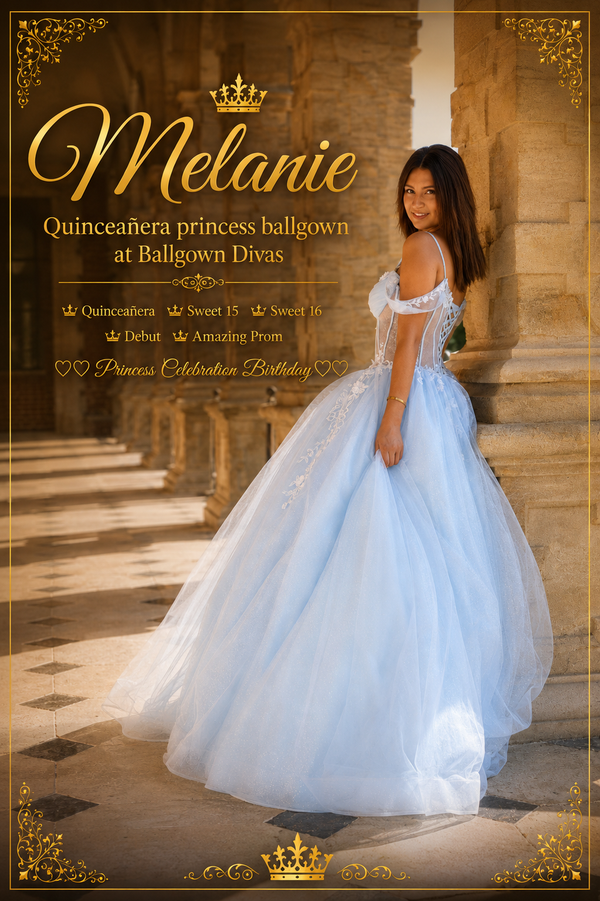 Melanie - Quinceañera Princess Ballgown - Blue