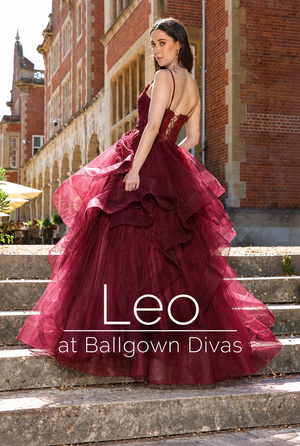 Leo - Layered Tulle Prom Dress - Burgundy