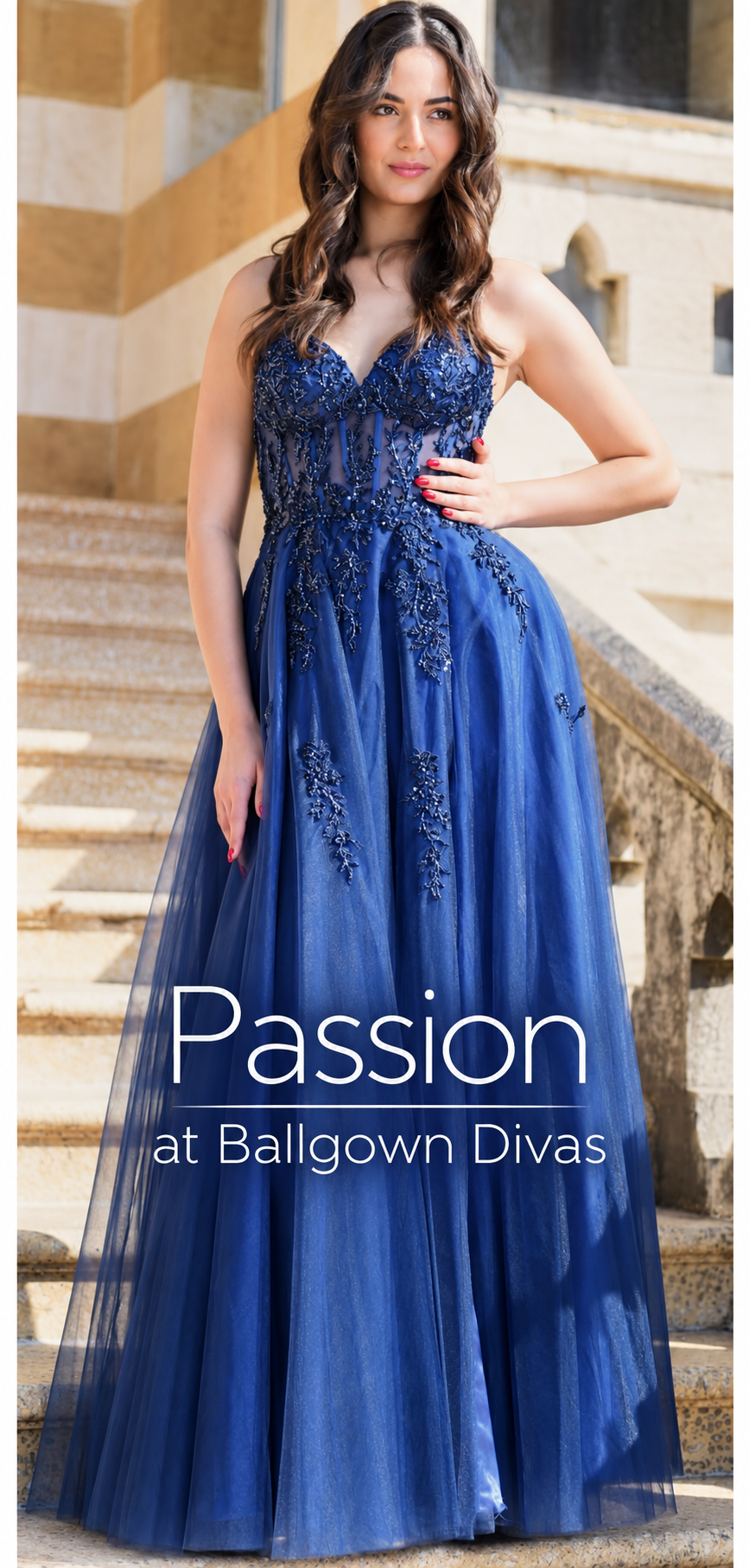 Passion - Tulle Ballgown Prom Dress - Navy