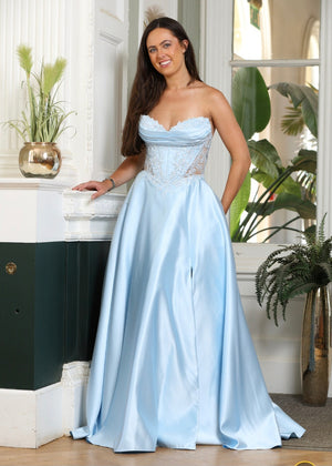 Sloane - Satin A-Line Prom Dress - Black