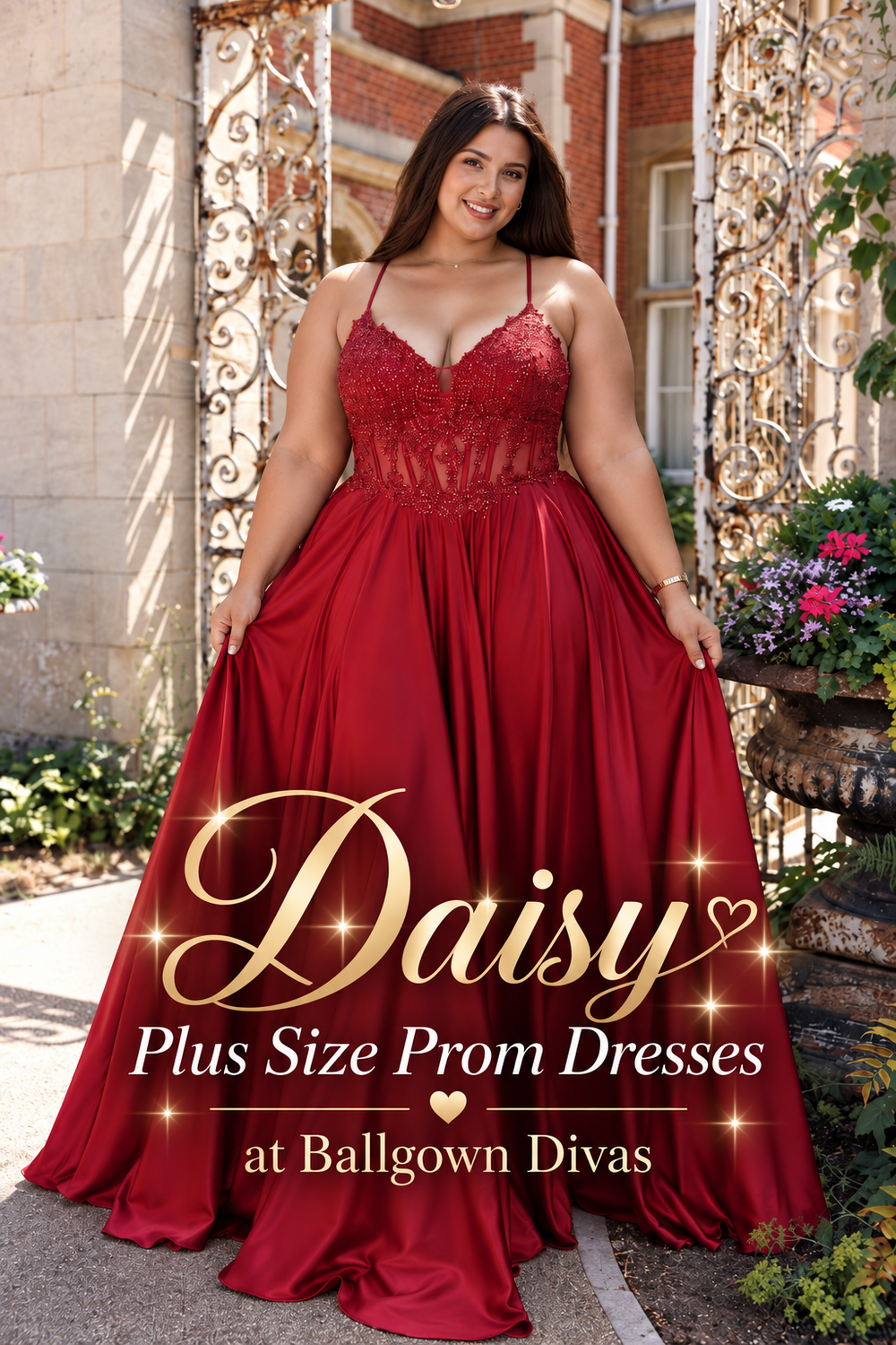 Daisy - Plus Size Prom Dress  - Burgundy