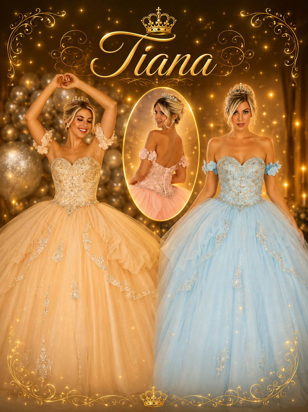 Tiana - QUINCEAÑERA Princess Ballgown - Champagne👑🌟🤩