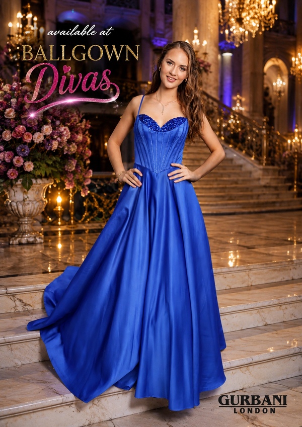 Sugar - Satin Ballgown Prom Dress - Royal Blue