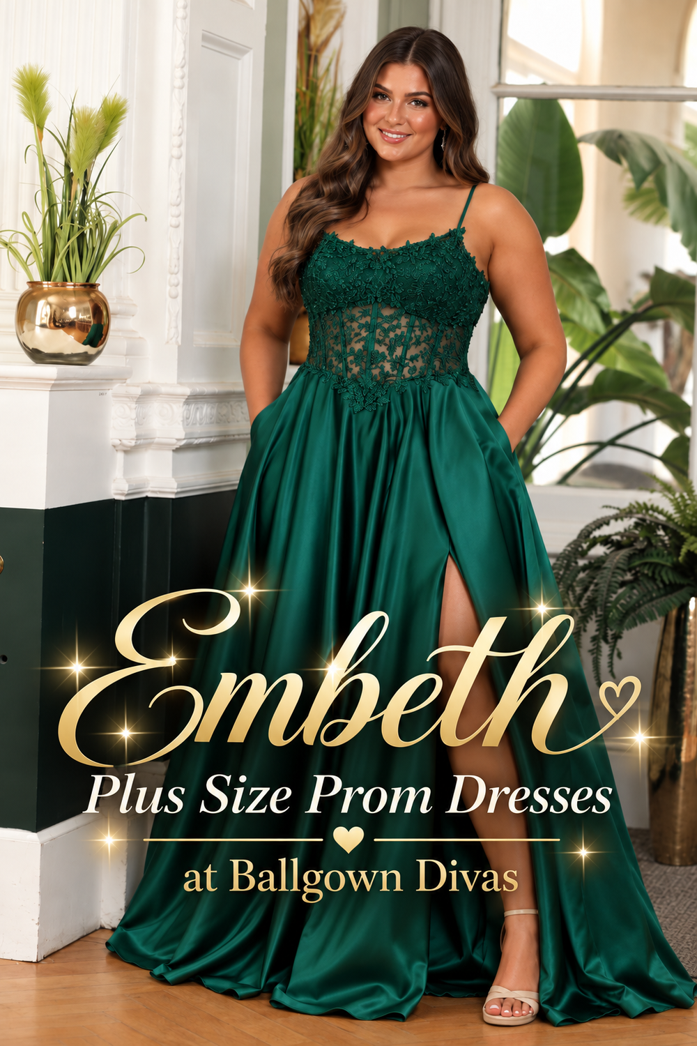 Embeth - Plus Size Prom Dress  - Green