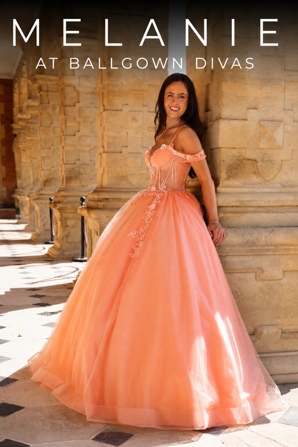 Melanie - Princess Ballgown Prom Dress - Tangerine