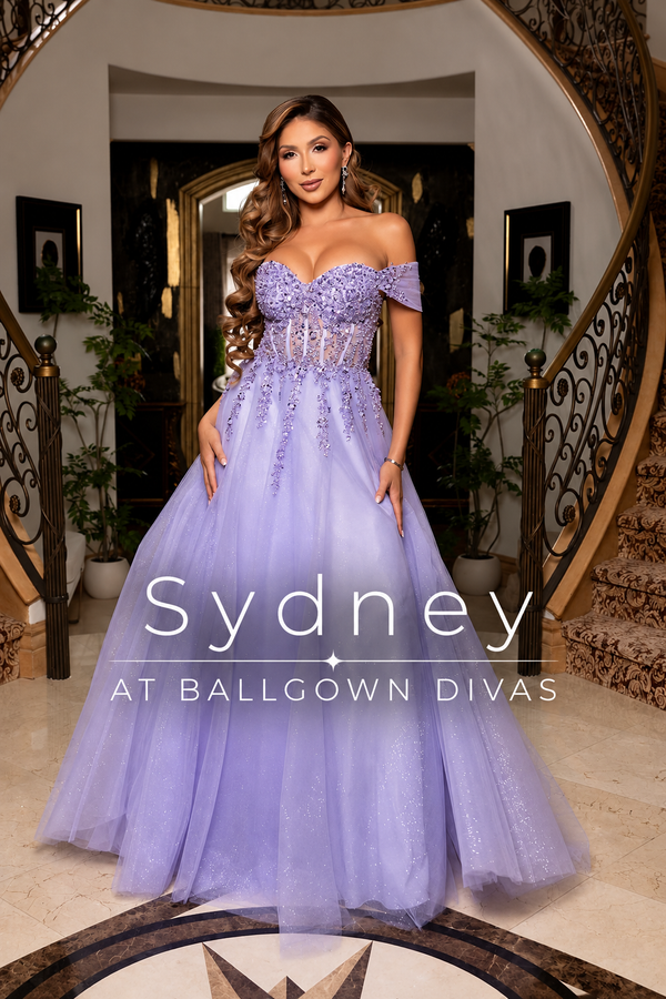 Sydney - Tulle Embroidered Ballgown Prom Dress - Sage