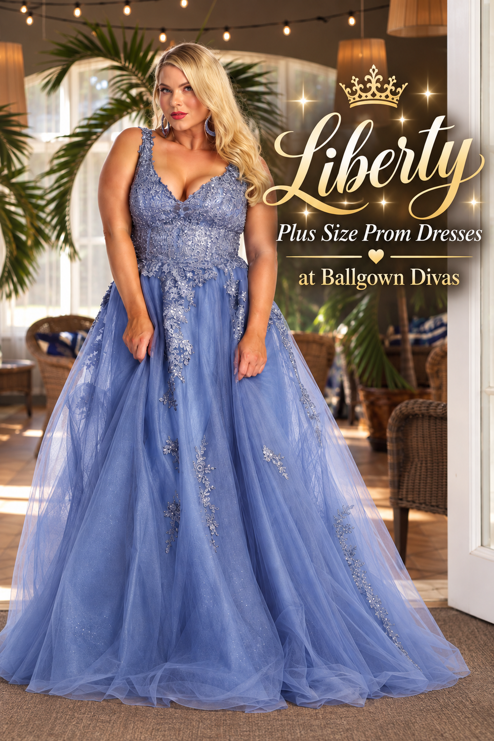 Liberty - Plus Size Prom Dress - Dusty Blue