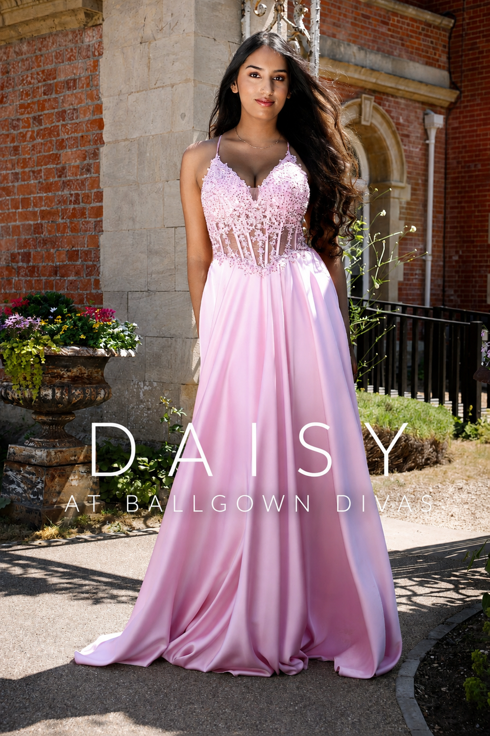 Daisy - Satin A-Line Prom Dress - Pink