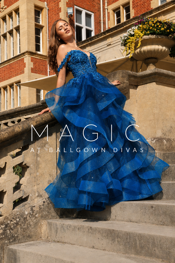 Magic - layered ruffle tulle Prom Dress - Magenta