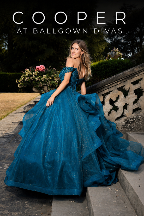 Cooper - Princess Ballgown Prom Dress- Teal and Yellow