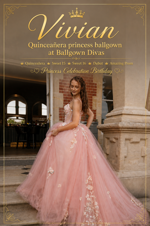 Vivian - Quinceañera Princess Ballgown - Coral 👑xx