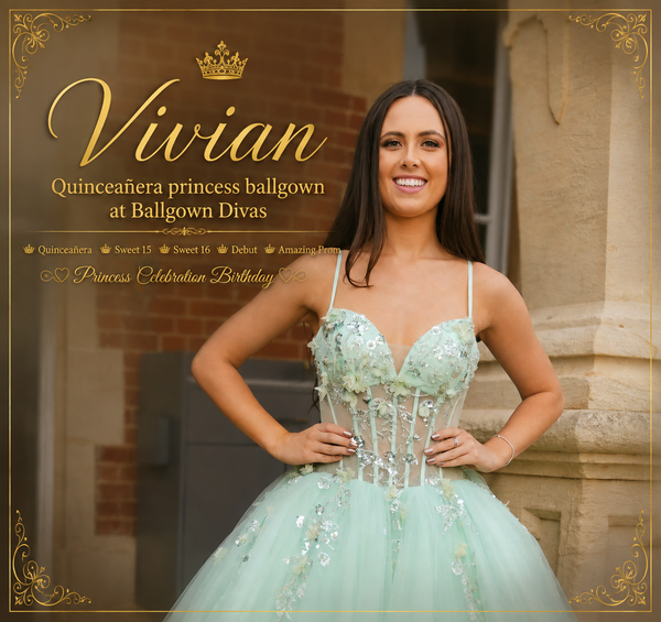 Vivian - Quinceañera Princess Ballgown - Mint
