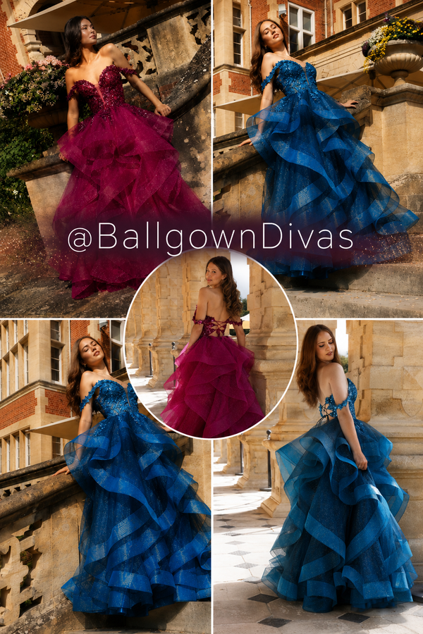 Magic - layered ruffle tulle Prom Dress - Magenta