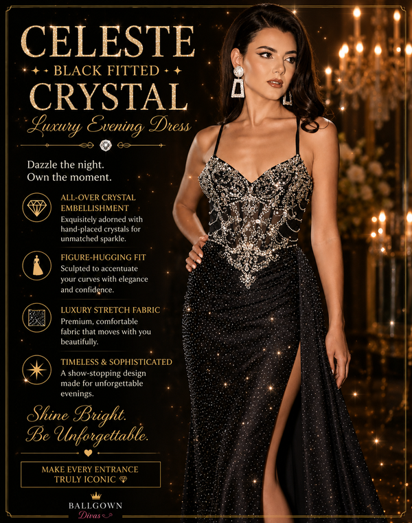 Celeste - sparkly prom dress - black