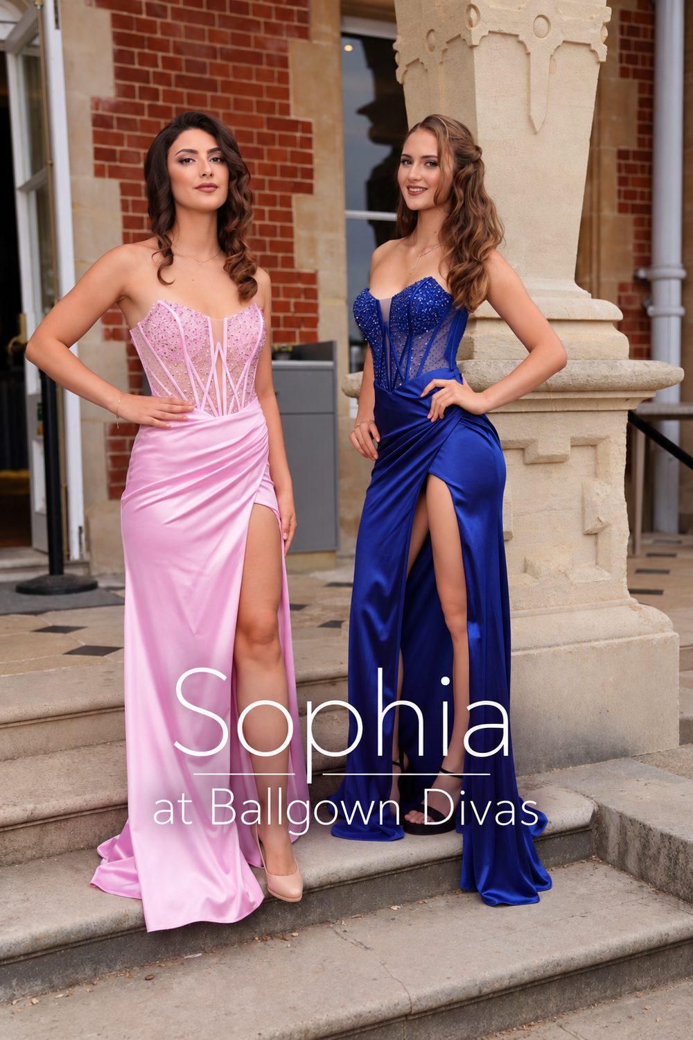 Sophia - Fitted Sparkly Prom Dress - Navy