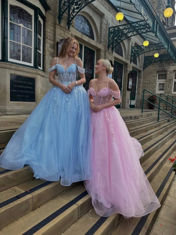 Lula - Off the shoulder ballgown prom dress - pink