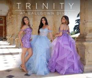 Trinity - Two Piece Layered Ruffle Prom Dress - Sky Blue