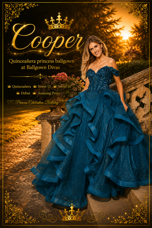Cooper - Ruffle Quinceañera Princess Ballgown - Teal👸✨️