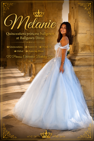 Melanie - Quinceañera Princess Ballgown - Blue