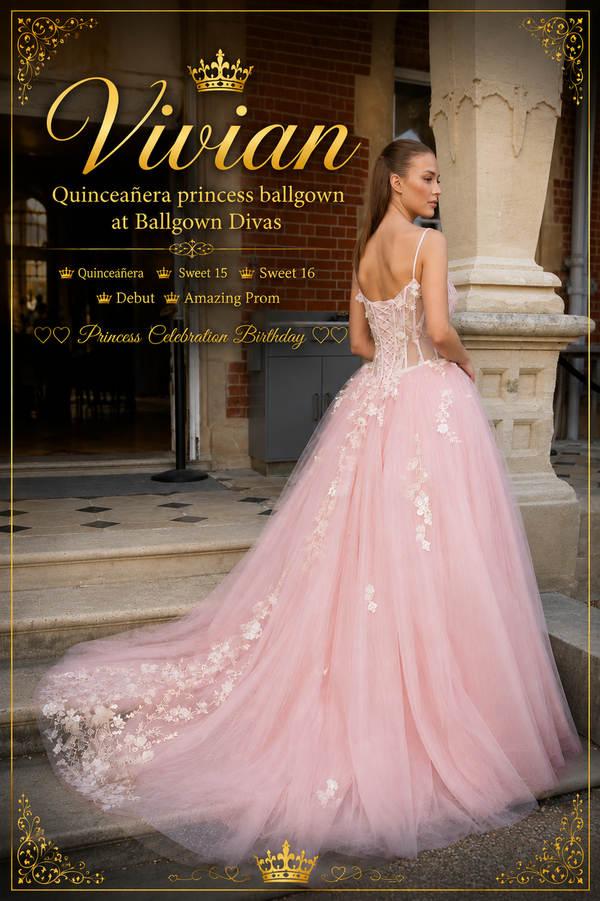 Vivian - Quinceañera Princess Ballgown - Coral 👑xx
