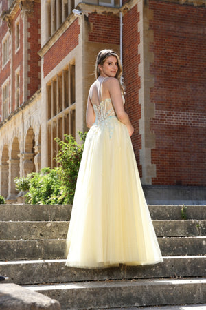 Gabriella - Corset Tulle Prom Dress - Emerald Green