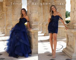 Trinity - Two Piece Layered Ruffle Prom Dress - Sky Blue