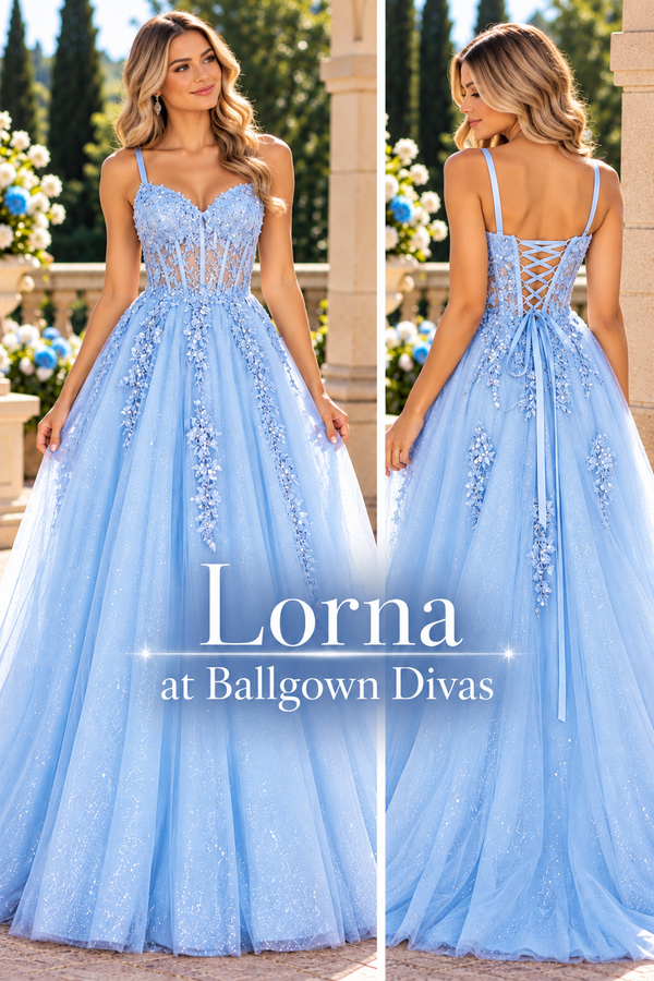 Lorna - Lace Bodice Ballgown Prom Dress - Burgundy