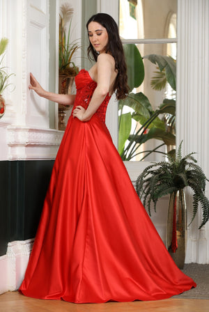 Sloane - Satin A-Line Prom Dress - Black