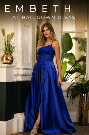 Embeth - Satin A-Line Prom Dress - Royal Blue